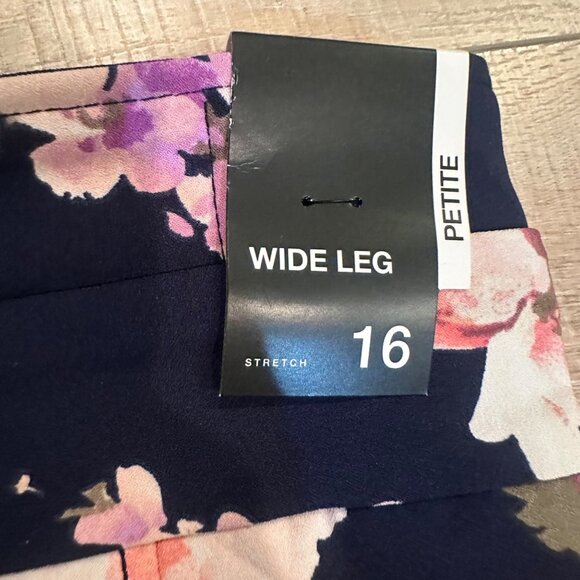 NY&C WOMENS FLORAL WIDE LEG PANTS SIZE 16 PETITE 7TH AVENUE NEW - Picture 7 of 11